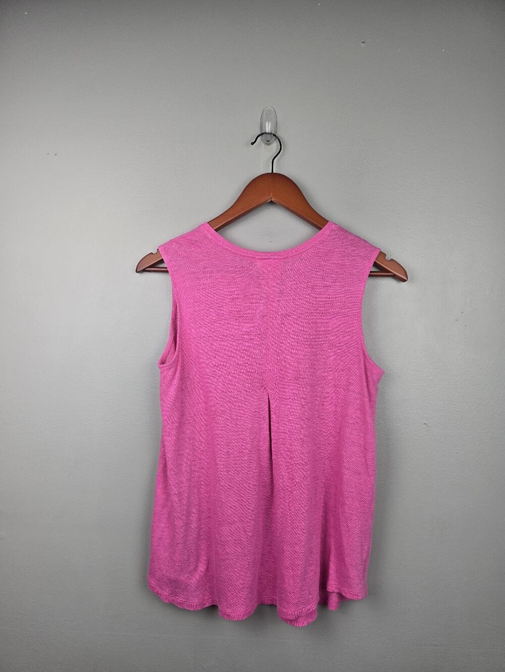J.Jill 100% Linen Pleated Back Love Linen Tank Pink Womens XS Lagenlook Coastal - Picture 4 of 11